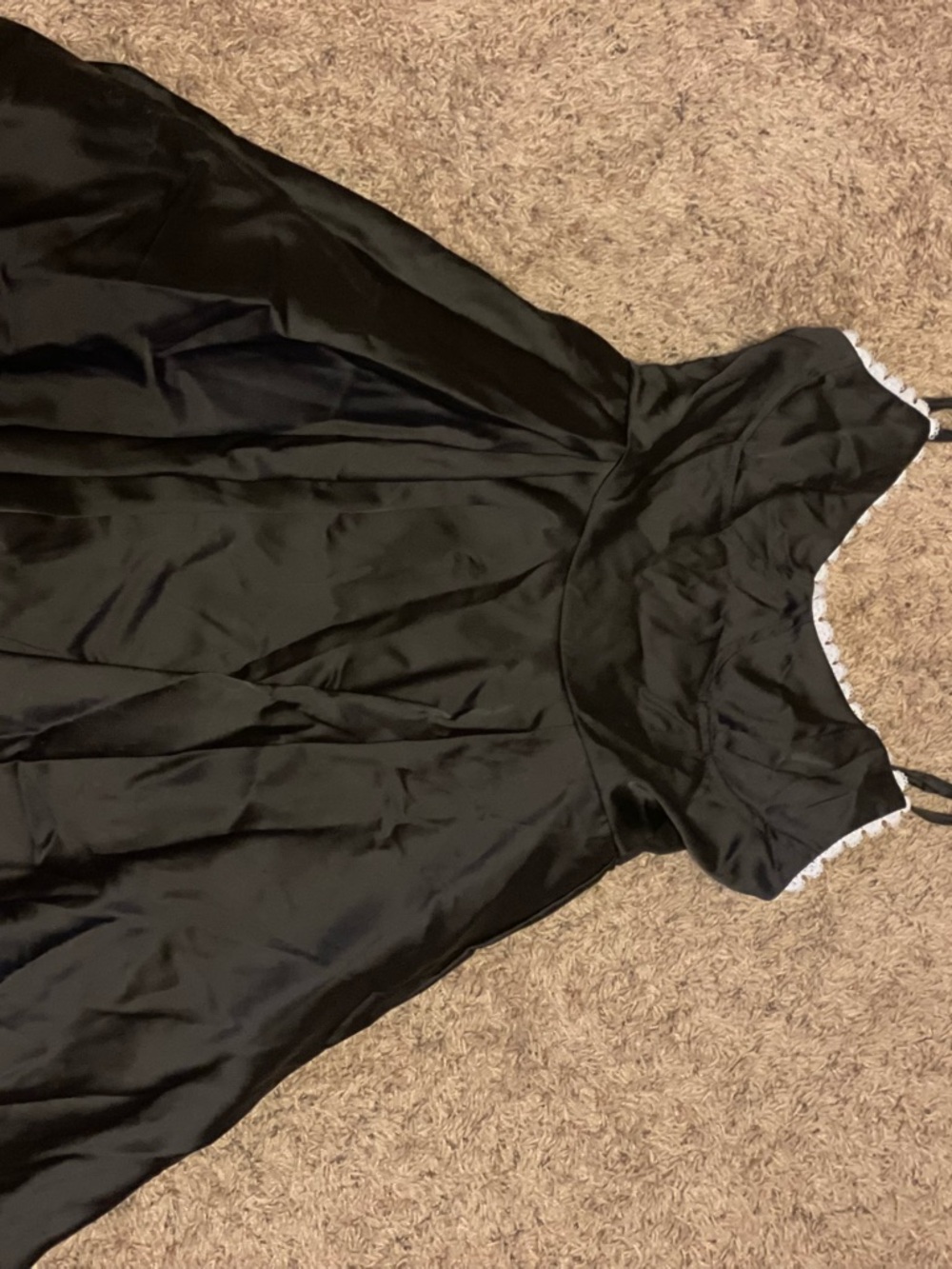 Black Fit-and-Flare Mini Dress with Lace Trim - Picture 2 of 2